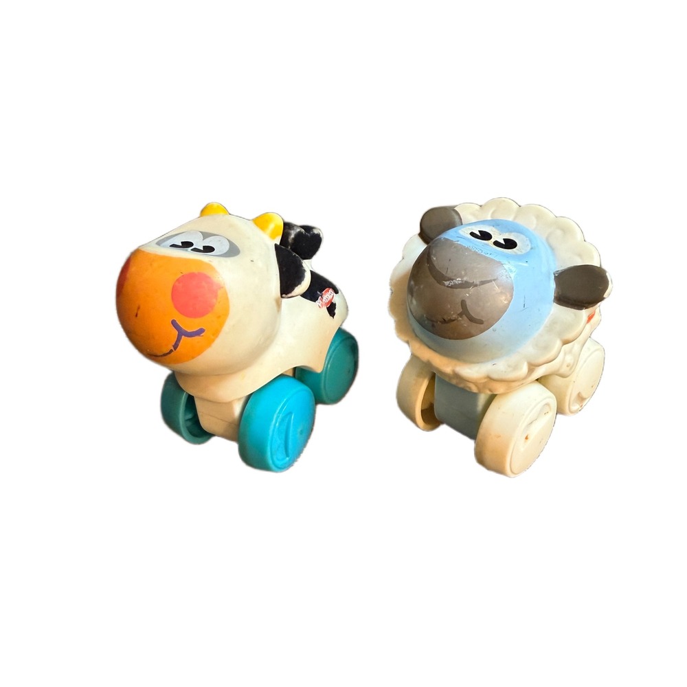 Playskool Wheeee-motes Vintage Farm Animal Rolling Toys Cow and Sheep Set 2000